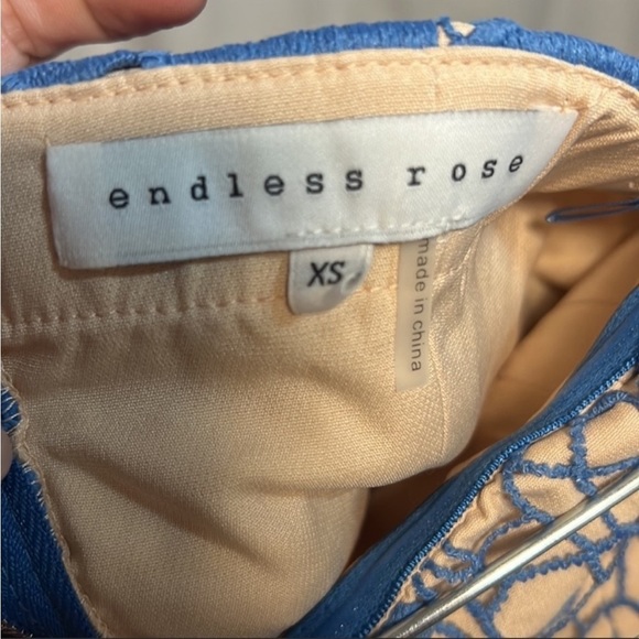NWOT - Endless Rose - Blue & Nude Lace Strapless Mini Dress - Picture 7 of 9